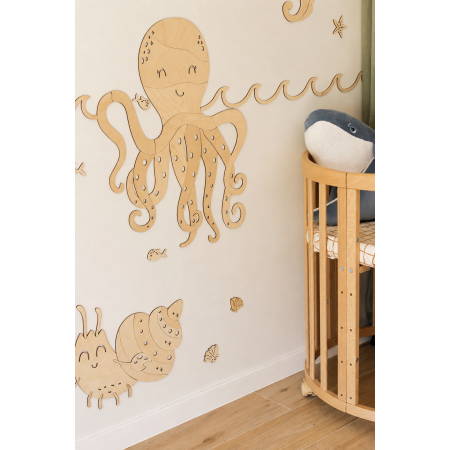 Drewniana Ośmiornica – Dekoracja do Pokoju z Motywem Oceanu