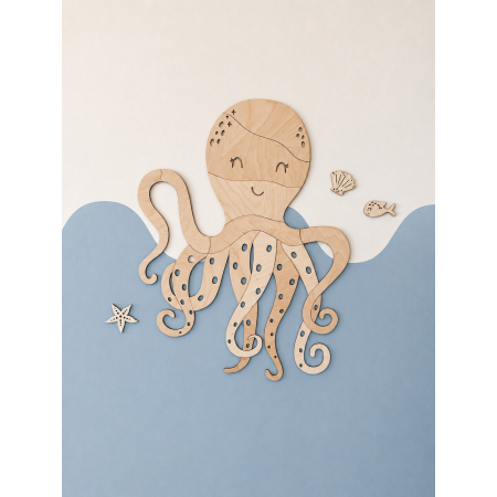 Drewniana Ośmiornica – Dekoracja do Pokoju z Motywem Oceanu